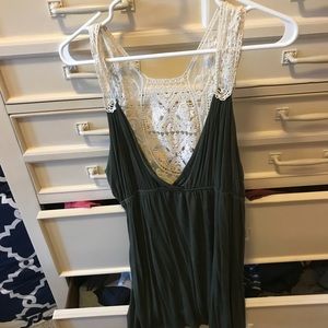 Lace backed olive green tunic
